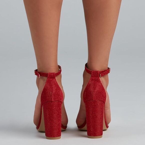 RED GLITTER Strides Of Shine Glitter Block Heels SZ 10 - Picture 4 of 10